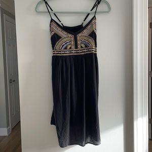 black embroidered boho sundress